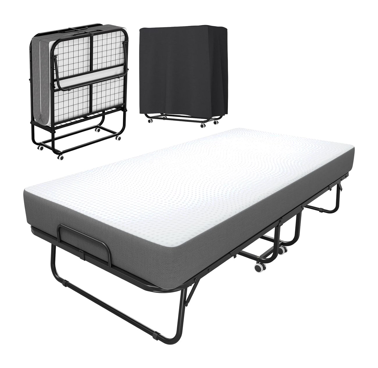 Folding guest bed with mattress
