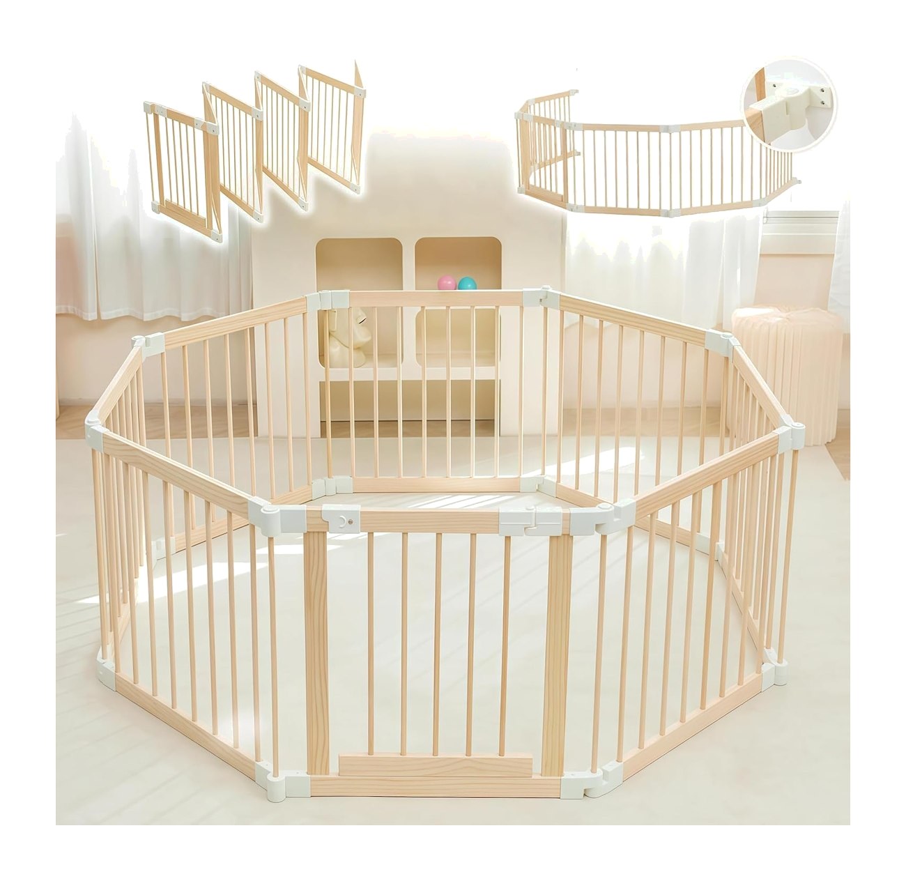 Wooden baby playpen