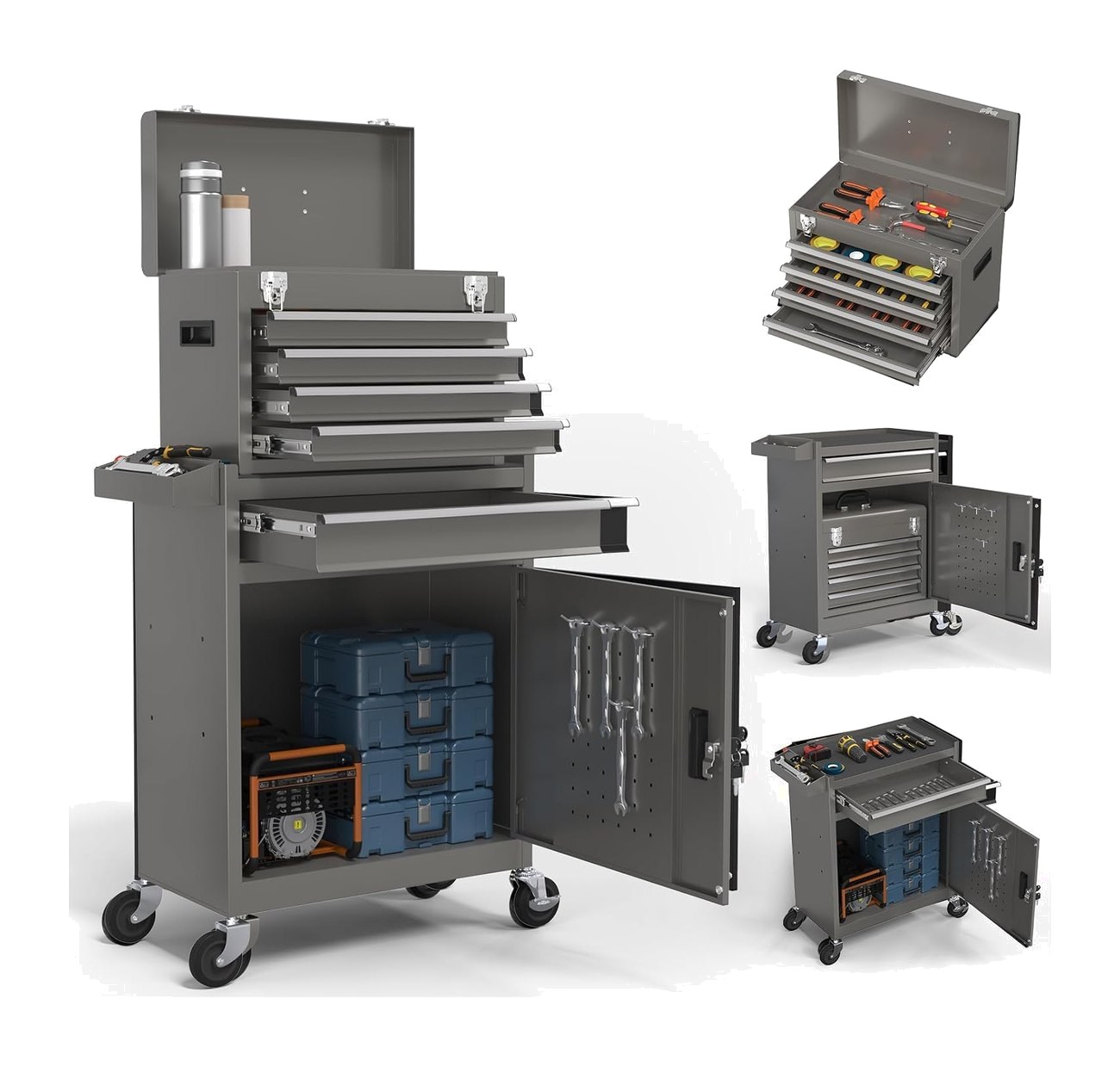 Five drawer rolling tool chest